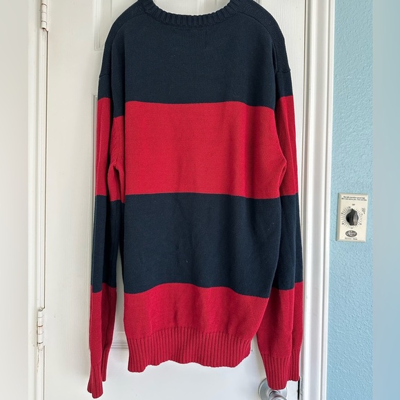 Vintage 00s Nautica Red‎ Navy Colorblock Knit Sweater Classic Nautical Preppy XL - Picture 3 of 5